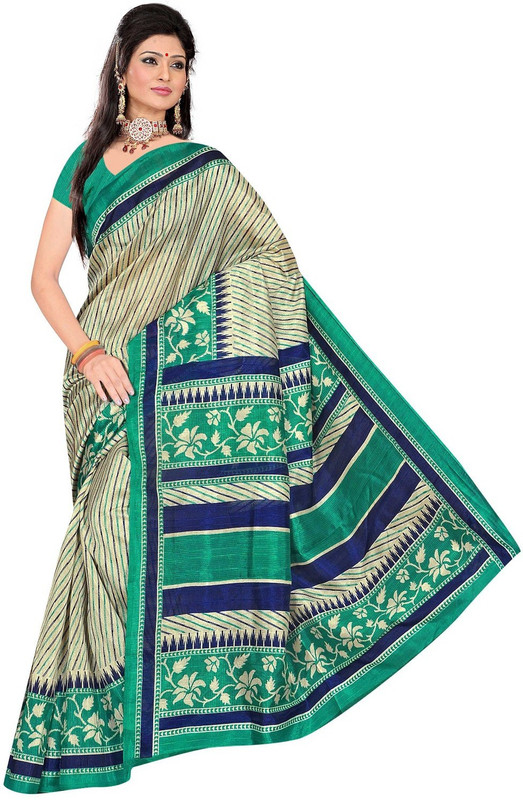 Winza Designer Printed, Self Design, Paisley, Temple Border, Solid Fashion Cotton Blend Saree(Multicolor)