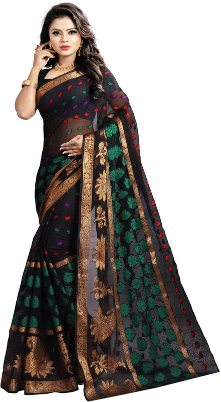jay fashion Woven Banarasi Poly Silk Saree(Black)