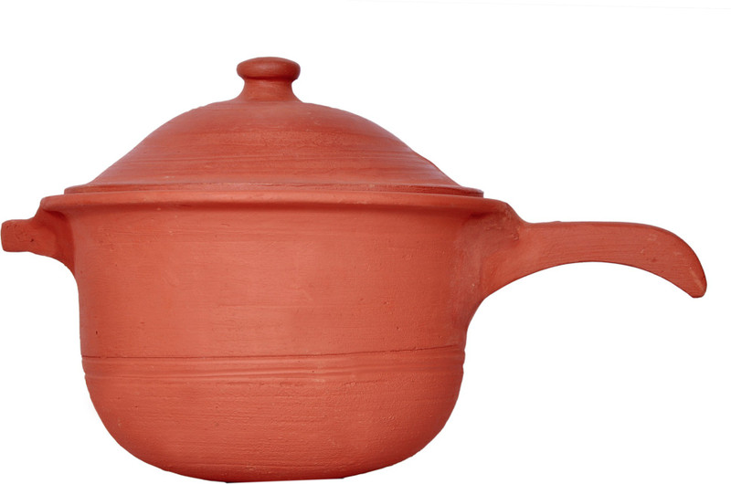vsudhev Clay Milk Tea Pan with Lid and Handle Sauce Pan 0 cm diameter with Lid(Earthenware)