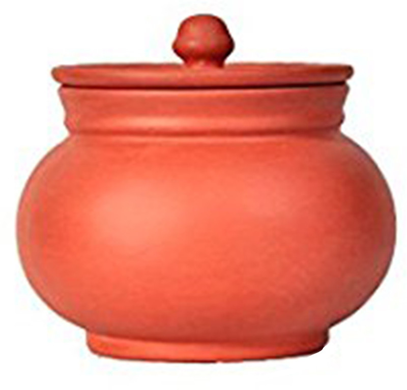 vsudhev Handcrafted Clay Dahi Handi with Lid Curd Pot, 1 Litre Handi 1 L with Lid(Earthenware)