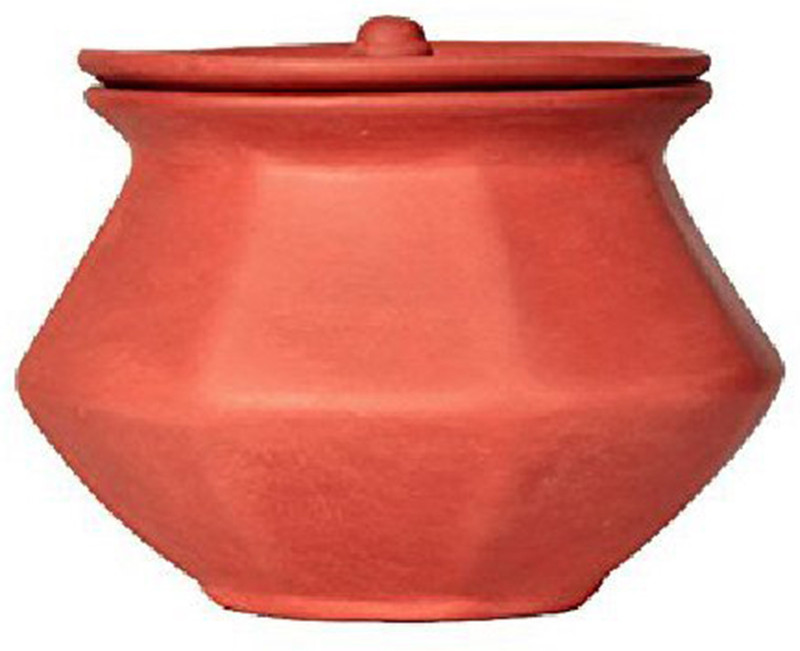 vsudhev Handcrafted Clay Dahi Handi with Lid Curd Pot, 2 Litre Handi 2 L with Lid(Earthenware)