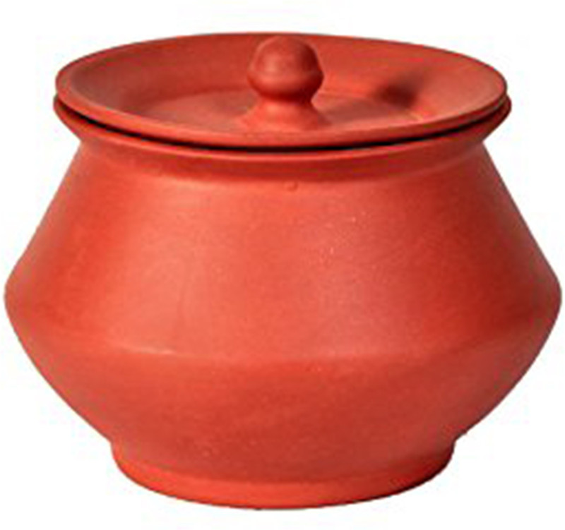 vsudhev Handcrafted Clay Dahi Handi with Lid Curd Pot, 1 Litre Handi 1 L with Lid(Earthenware)