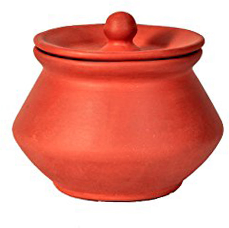 vsudhev Handcrafted Clay Dahi Handi with Lid Curd Pot, 500 ML Handi 0.5 L with Lid(Earthenware)
