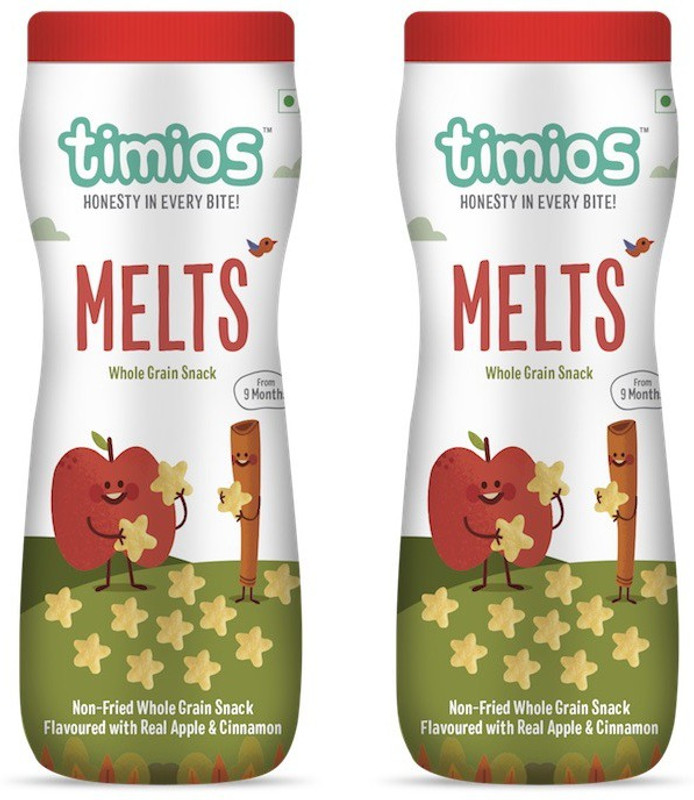 timios MELTS - Apple & Cinnamon 9+ Months 100% Natural & Healthy Snacks Pack of 2 Baby Finger Foods 100 g