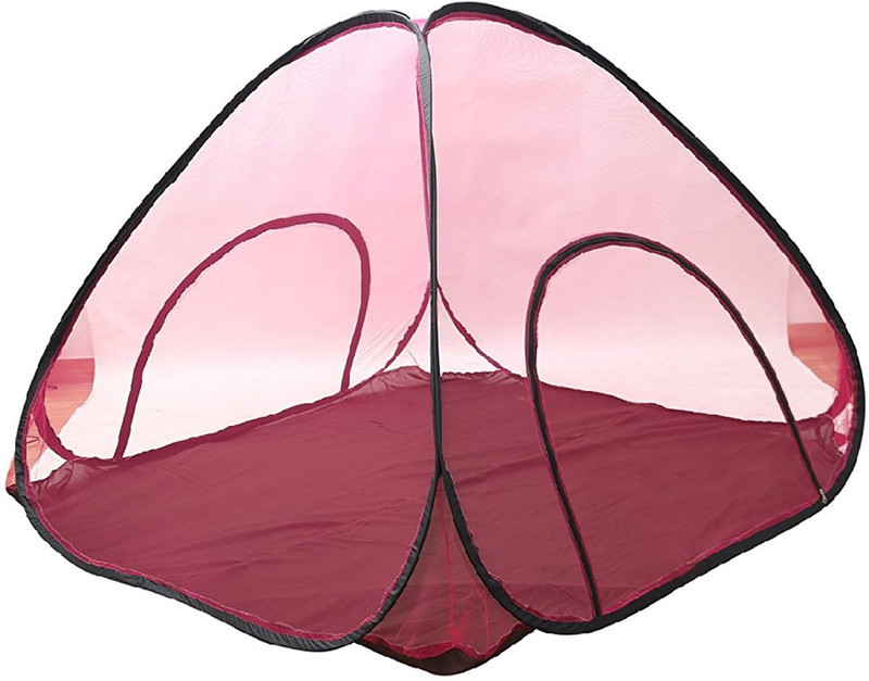 grean Polyester Adults Double Bed with Base Foldable Mosquito Net(Rose Pink)