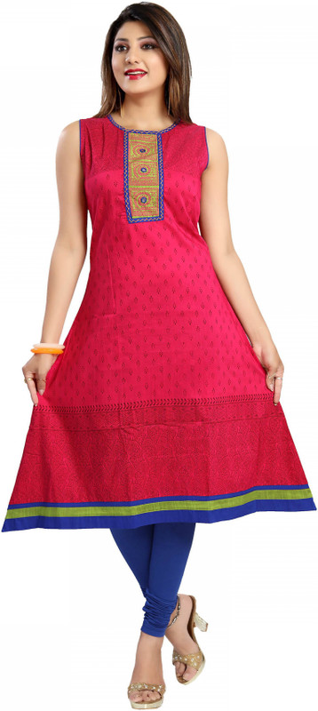 Meher Impex Casual Self Design Women Kurti(Pink)