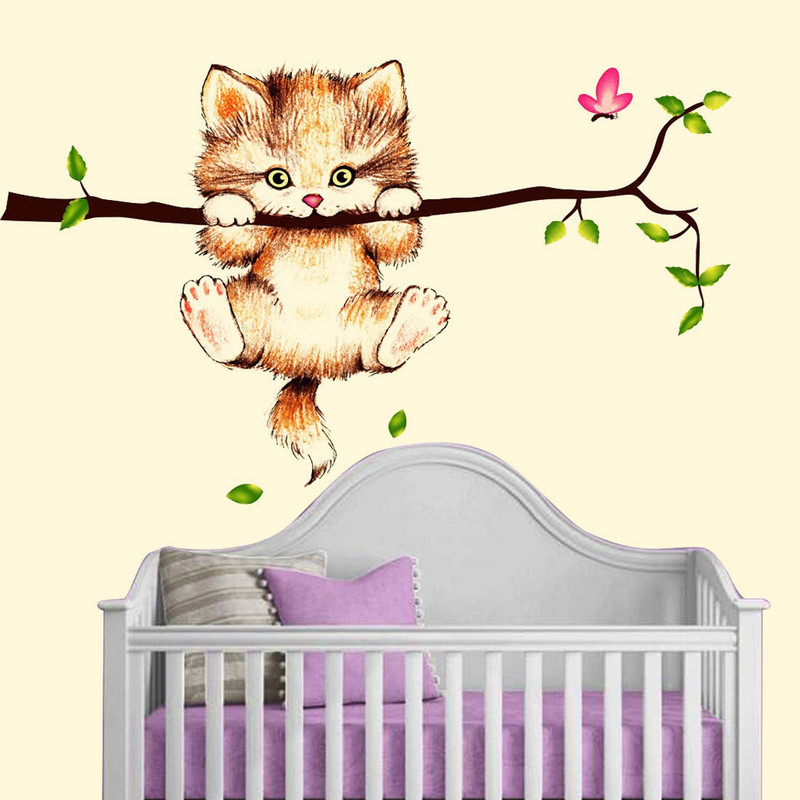 walkart Medium wallstickers (4600) angry cat jumping in a branch  Sticker(Pack of 1)