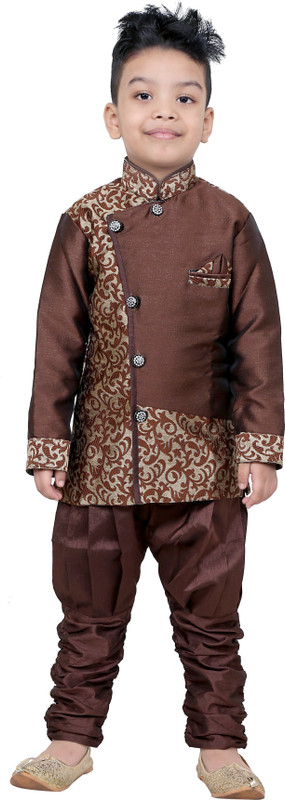 stylokids Boys Festive & Party Kurta and Pyjama Set(Brown Pack of 1)