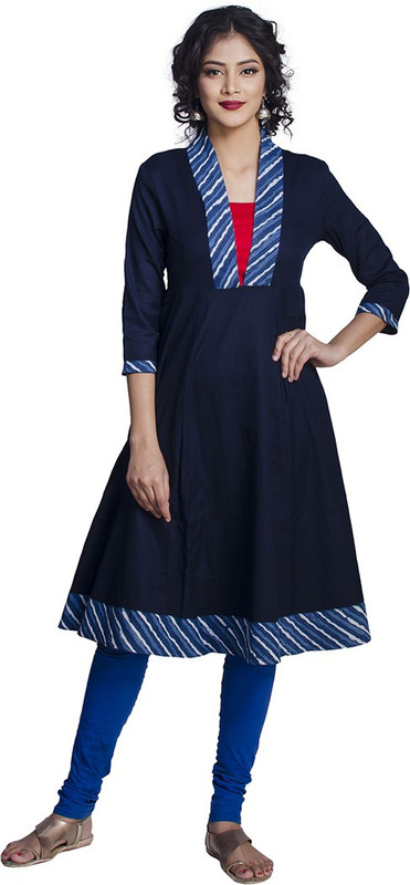 de global citizen Festive & Party Solid Women Kurti(Blue)