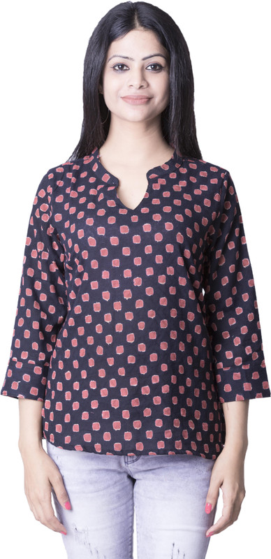 club fashion Casual 3/4 Sleeve Woven Women Black Top