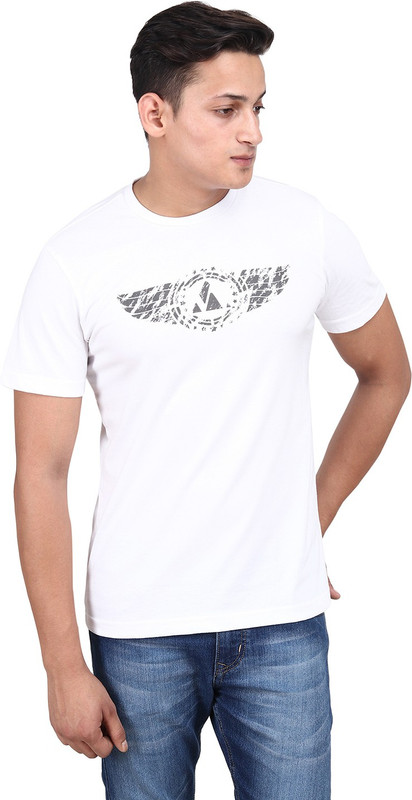DS WORLD Printed Men Round Neck White T-Shirt