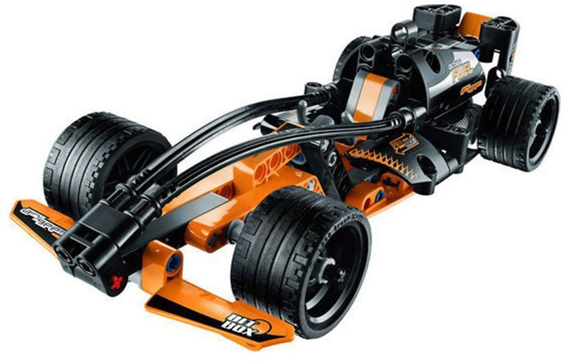 Akrobo 137 PCS 3413 Black Champion Racer King Steerer Block Set with Pull Back Technic(Orange)
