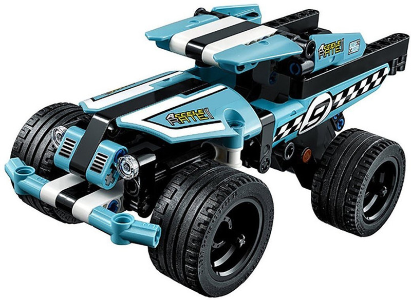 Akrobo Stunt Truck Racer King Steerer Pullback Technic Car 142 Pcs Building Block Set(Orange)