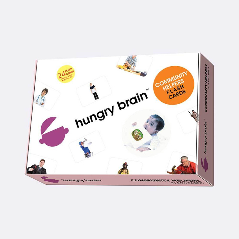 hungry brain COMMUNITY HELPERS flash cards- A fun way of teaching - 3yrs-6yrs(Purple)