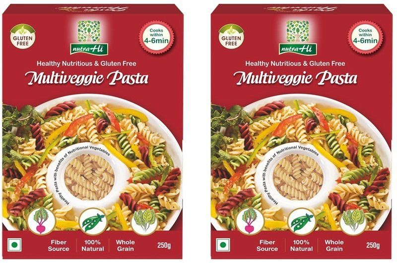 NutraHi Multigveggie Gluten Free Pasta Pack of 2 - 250g Each - By NutraHi Fusilli Pasta(Pack of 2, 500 g)