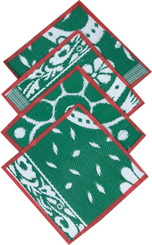 decornt Plastic Chatai Mat(Green, White, Medium)