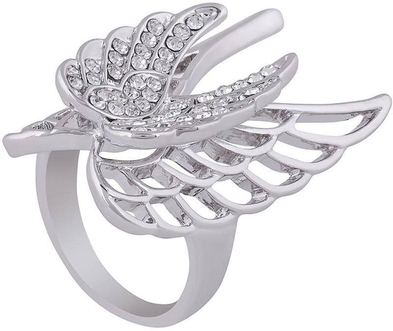 shaze Brass Cubic Zirconia Silver Plated Ring
