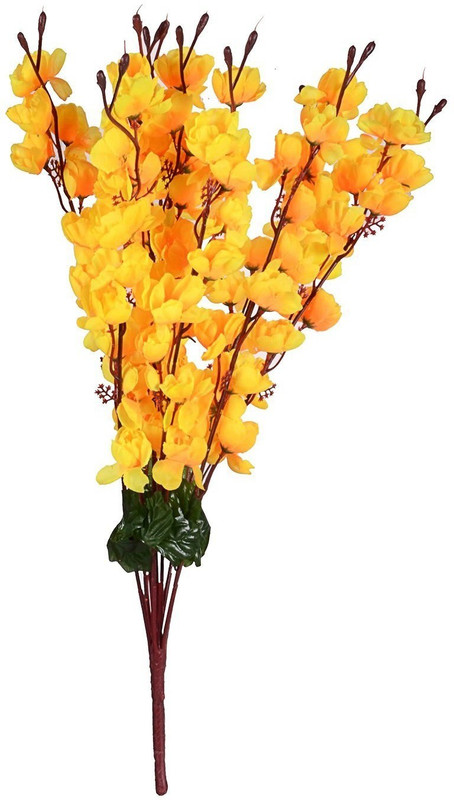 sofix Beautiful Artificial Flower Bunch Peach blossom Flowers - High Quality - 55 CM Yellow Orchids Artificial Flower(22 inch, Pack of 1)