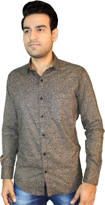 jigarzee Men Printed Casual Gold Shirt