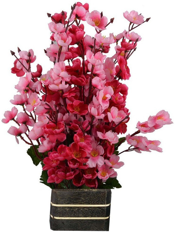 sofix Beautiful Pink, Red Orchids Artificial Flower  with Pot(16 inch, Pack of 1)