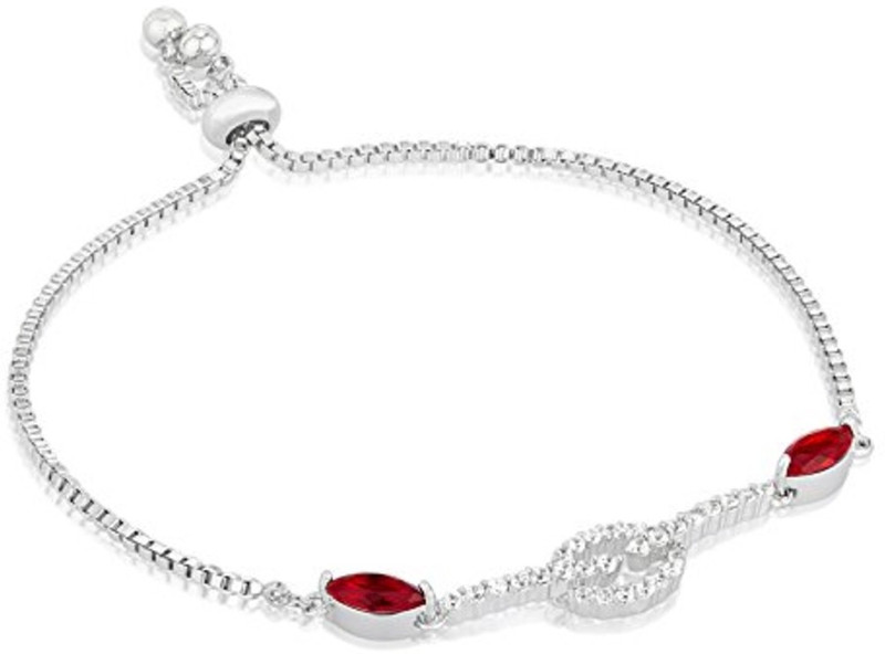 shaze Brass Cubic Zirconia Rhodium Bracelet