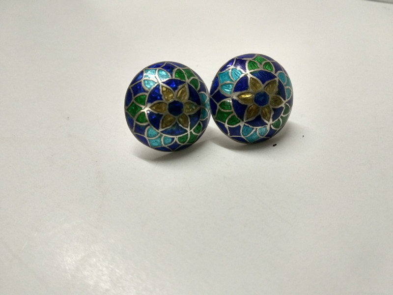 magayatri multicolor bold silver earrings Silver Stud Earring