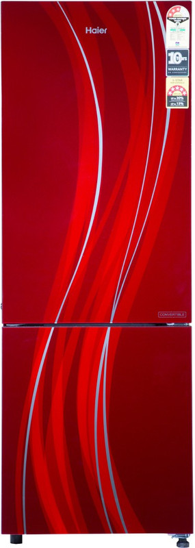 Haier 256 L Frost Free Double Door Bottom Mount 3 Star Refrigerator(Red Glass, HRB-2763CRG-E) RS.36500 (34.00% Off) - Flipkart