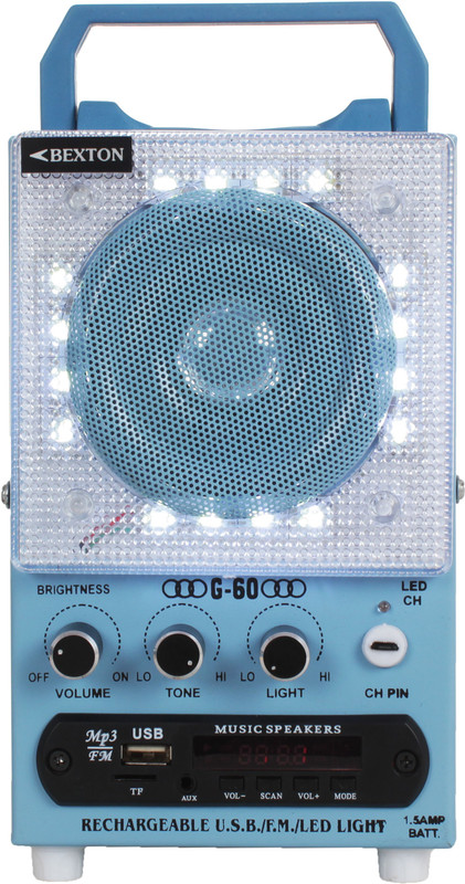 Bexton Rechargeable Multimedia G60 LED with USB/AUX/TF and Remote FM Radio(Multicolor)