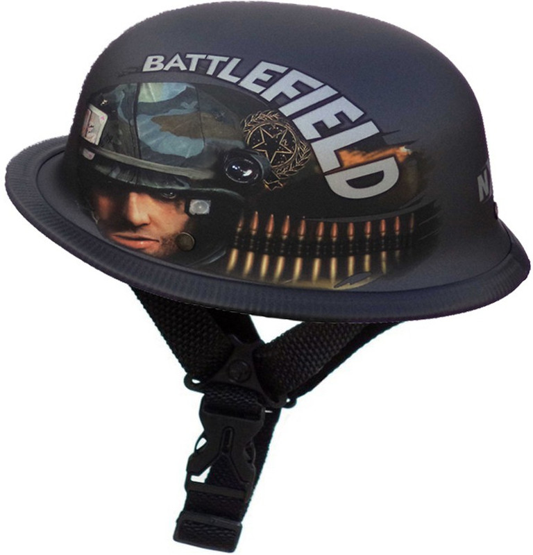 Bikenwear Novelty German Battle Field Matt Gun Grey Motorbike Helmet(Matt Gun Grey)