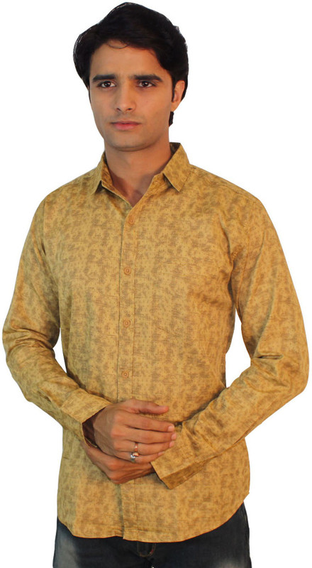 jigarzee Men Printed Casual Gold Shirt
