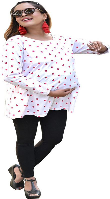 epikmoms Casual Full Sleeve Printed Women White Top