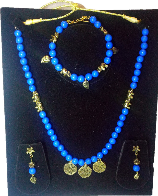 vanitha fashion Plastic Jewel Set(Blue)