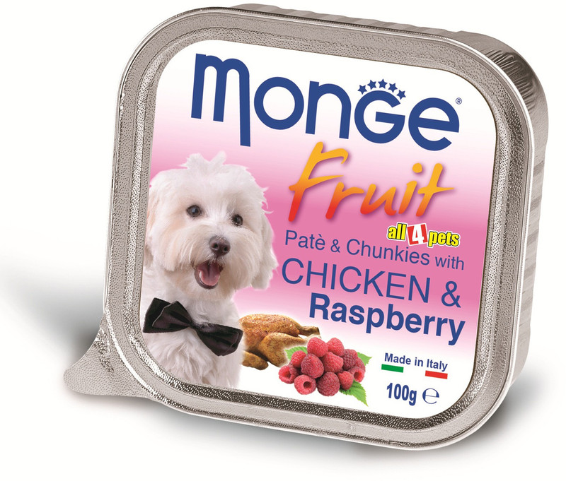 all4pets Fruit - Pate and Chunkies with Chicken and Raspberry(Pack of 5) Fruit, Chicken 100 g Wet Dog Food(Pack of 5)