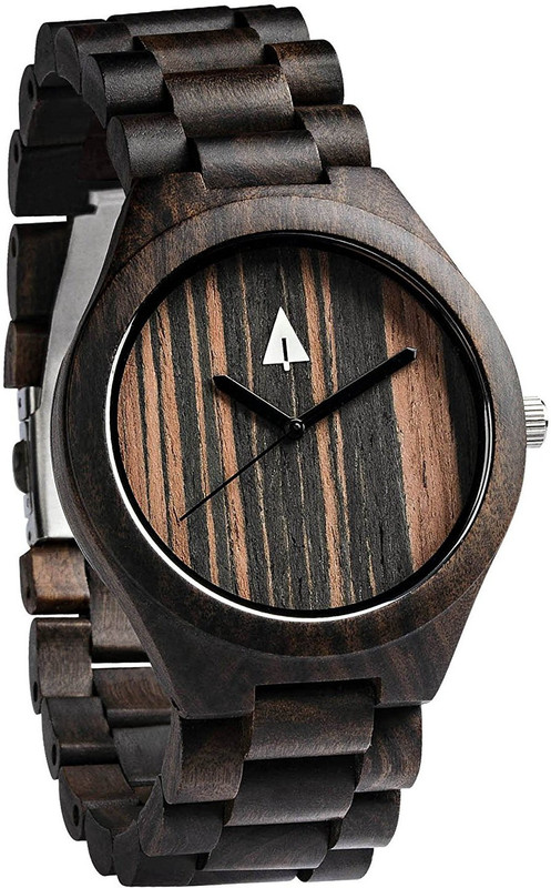 treehut black21606 Treehut Men's Black Ebony Wooden Watch with All Wood Strap Quartz Analog with... Analog Watch  - For Men