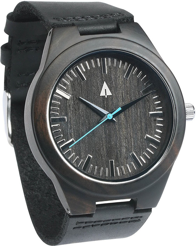 treehut Black17928 Treehut Mens Ebony Wooden Watch with Genuine Black Leather Strap Quartz Analo... Analog Watch  - For Men