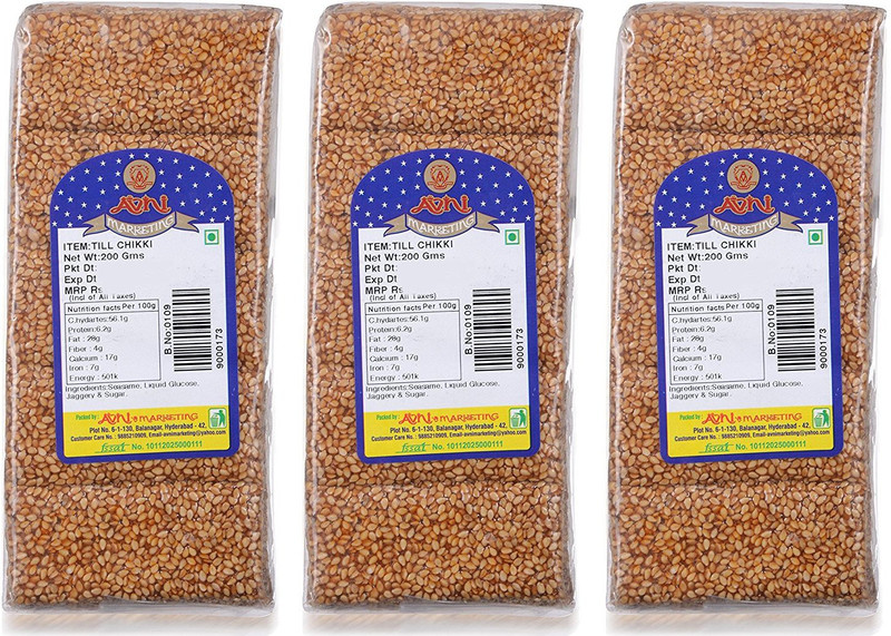 Avni Sesame Seeds Chikki(Pack Of 3X 200 Grams ) Pouch(3 x 200 g)
