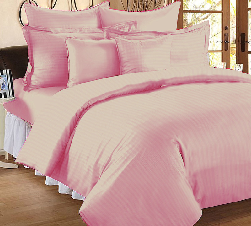 Papillon 210 TC Cotton Double King Striped Bedsheet(Pack of 1, Maroon)