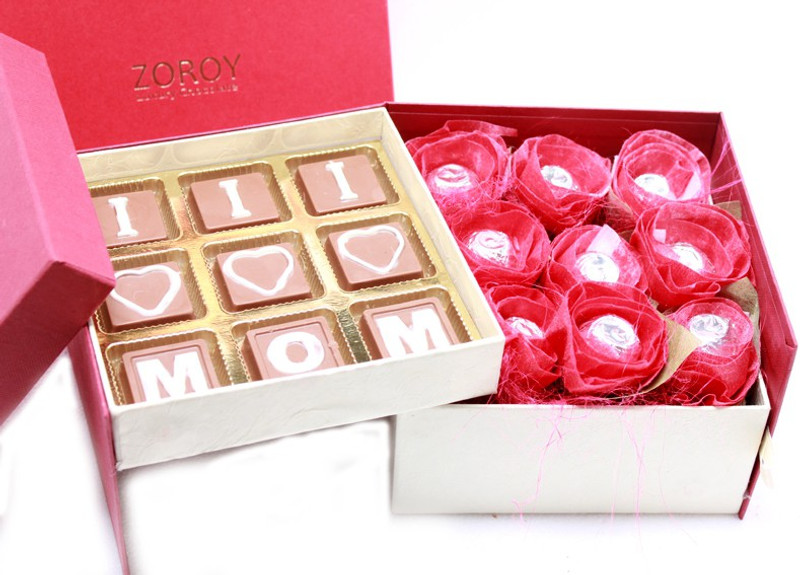 Zoroy Luxury Chocolate Double Decker Box with Milk Chocolate Bouquet and 