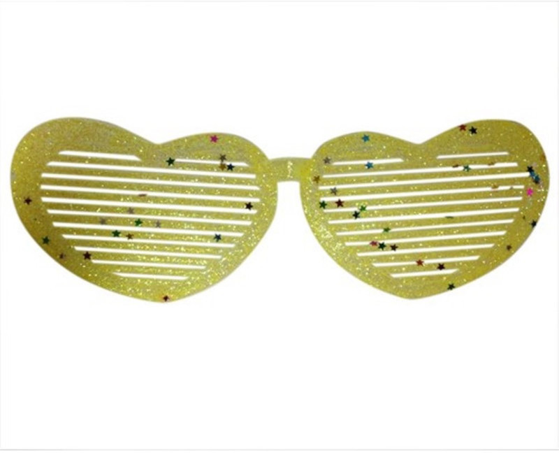 FUNCART Jumbo Glitter Shutter Heart Glasses - Yellow