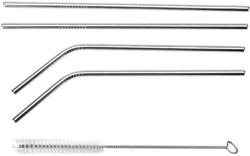 incho Bent Drinking Straw(Silver, Pack of 4)