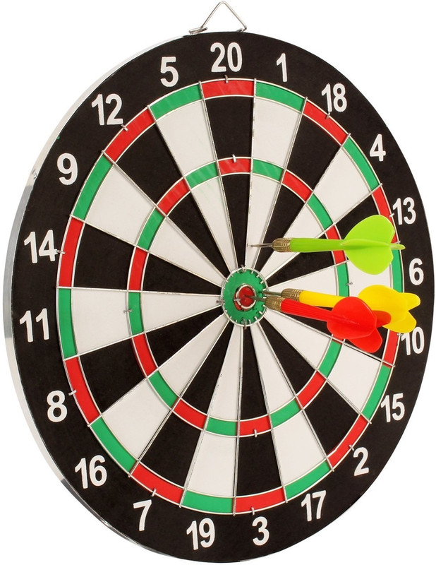 Sunlin Double Sided Dart Board Game - With 6 Darts - Size 12" Dart Board Game