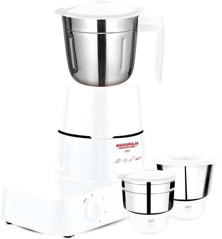 Maharaja Whiteline Alfa MX - 153 500 W Mixer Grinder(White, 3 Jars)