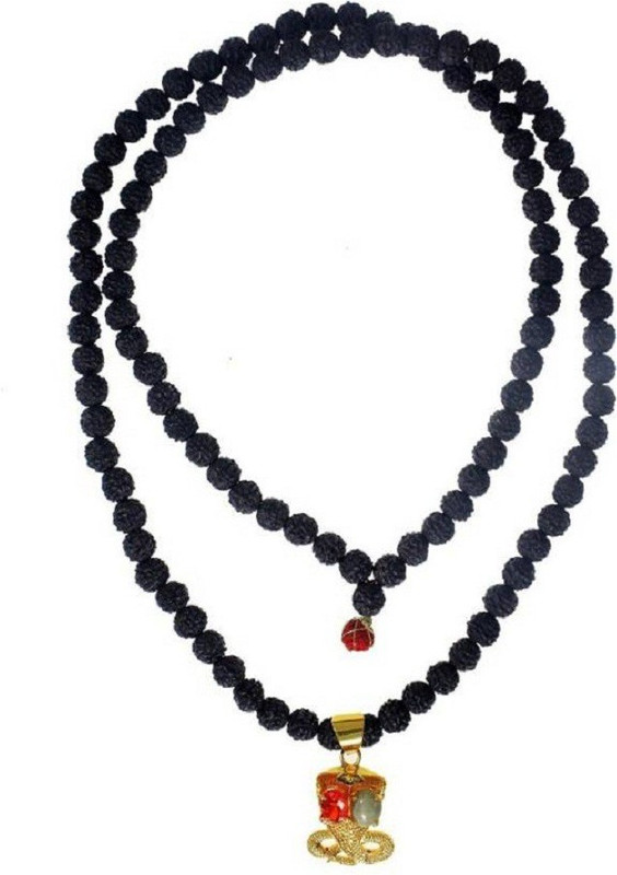 shivoham Black Rudraksha Mala with Rahu-Ketu Silk Dori Necklace