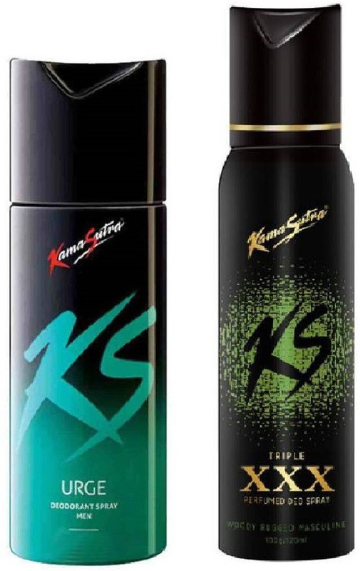 KamaSutra KS Double XXX perfume with Urge Deodorant Set of 2 Deodorant Spray   Perfume Body Spray  -  For Men(120 g, Pack of 2)