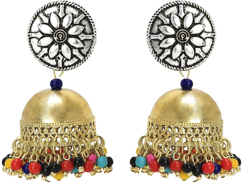 flair junkie Gold & Silver Pink Beads Jumkas Alloy Stud Earring