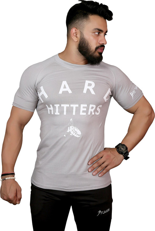 GREYWOLF FITNESS Printed Men's Round Neck Grey T-Shirt