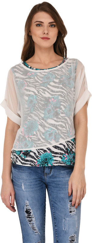 vashist Casual Short Sleeve Printed Women White Top