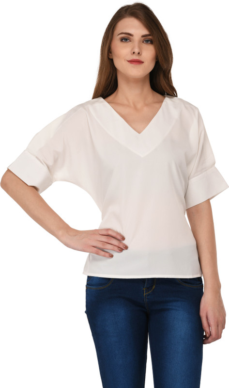 vashist Casual Short Sleeve Solid Women White Top