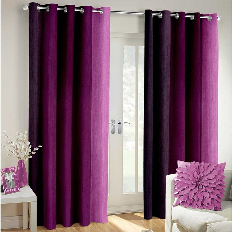 jmk 84 cm (2 ft) Polyester Window Curtain (Pack Of 2)(Solid, purple long crush)