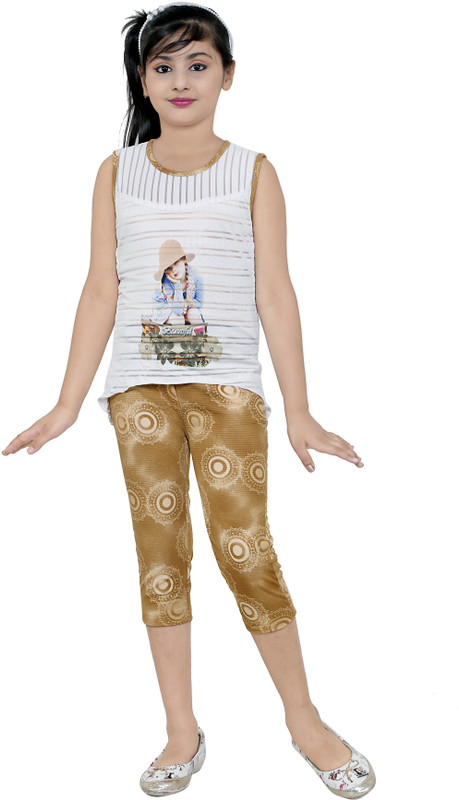nukids Girls Party(Festive) Top Capri(Multicolor)